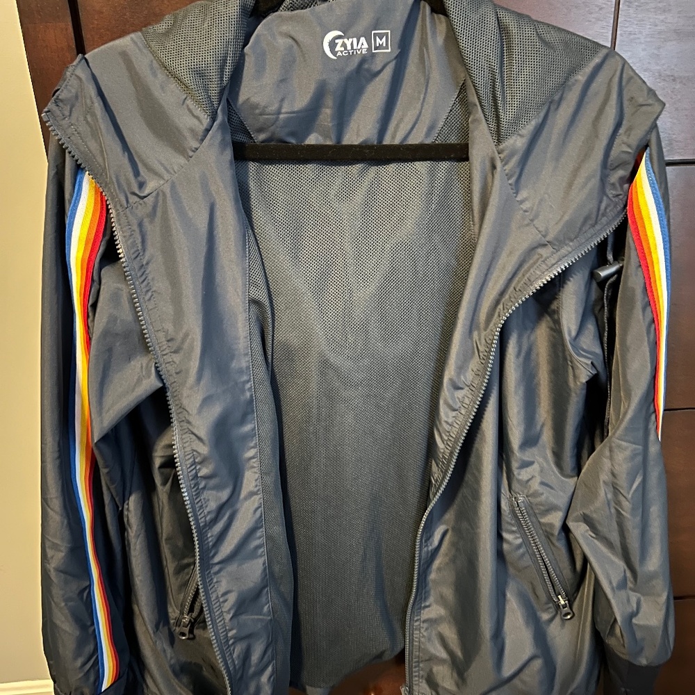 Zyia Active Navy Rainbow Bomber Jacket Medium